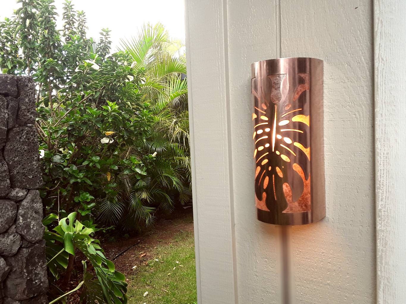 Monstera Leaf Copper Sconce Light- Small