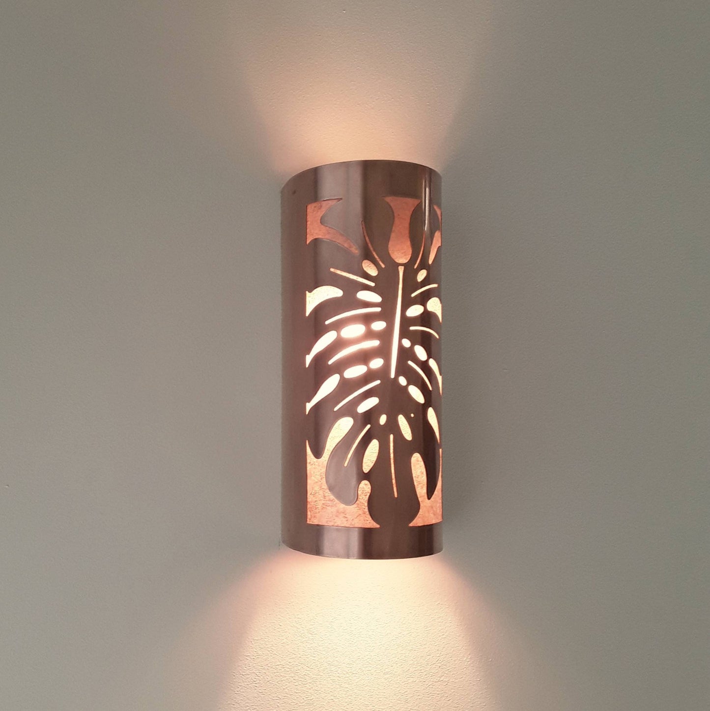Monstera Leaf Copper Sconce Light- Small