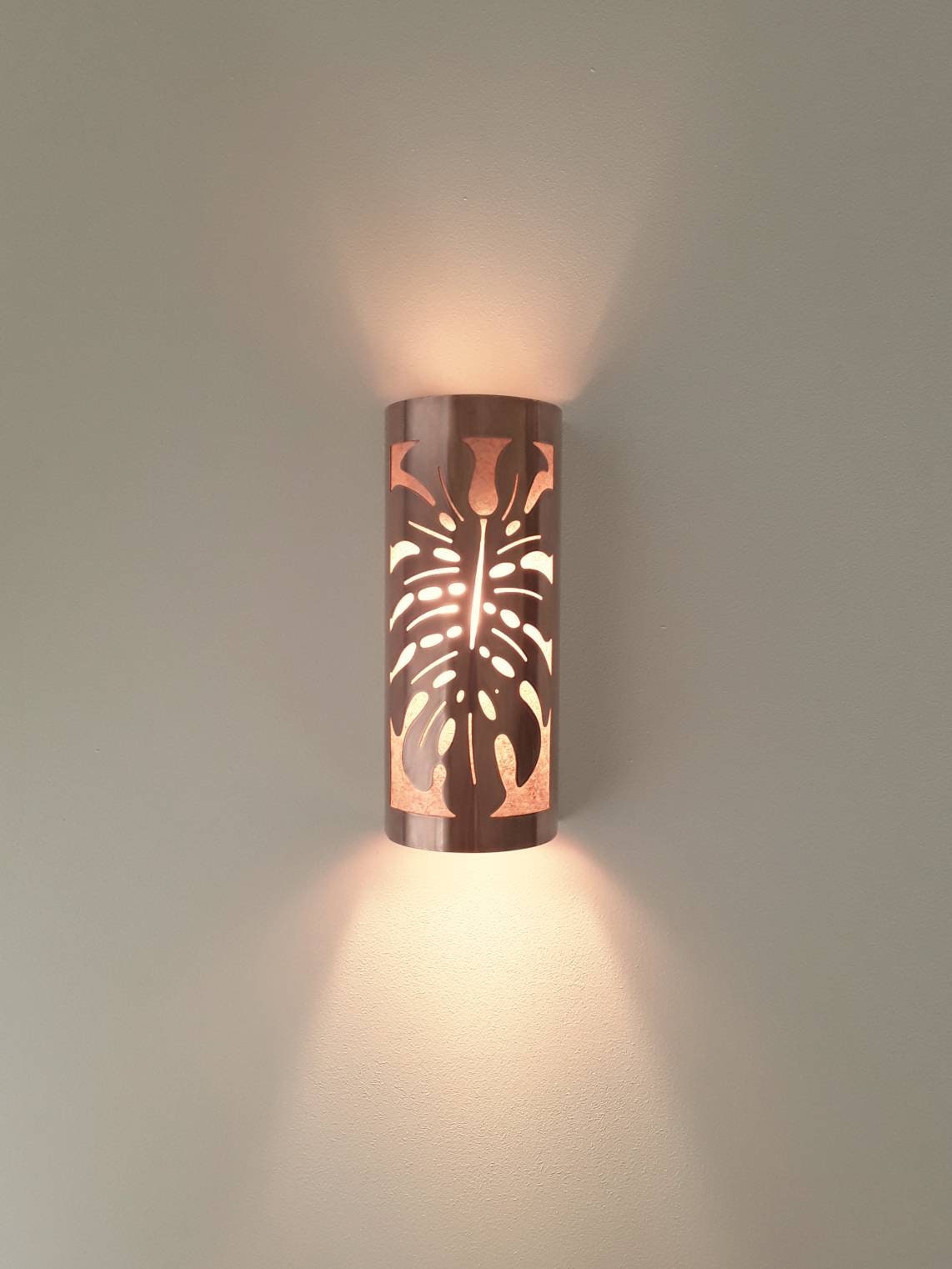 Monstera Leaf Copper Sconce Light- Small