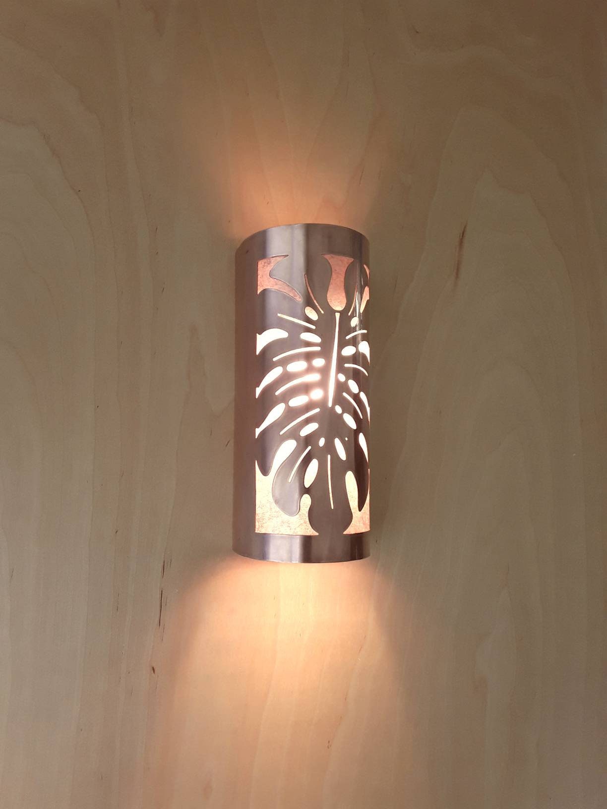 Monstera Leaf Copper Sconce Light- Small