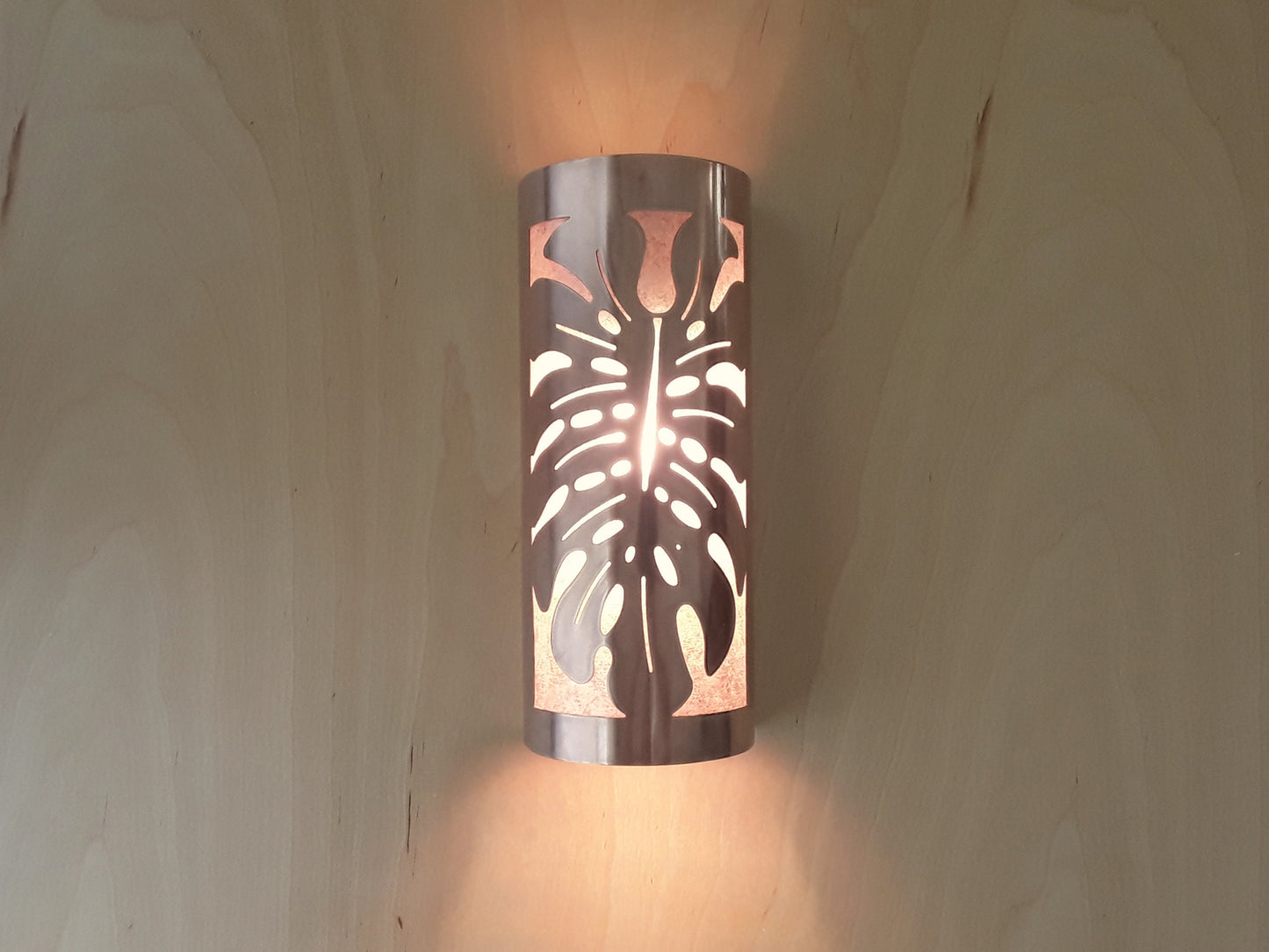 Monstera Leaf Copper Sconce Light- Small
