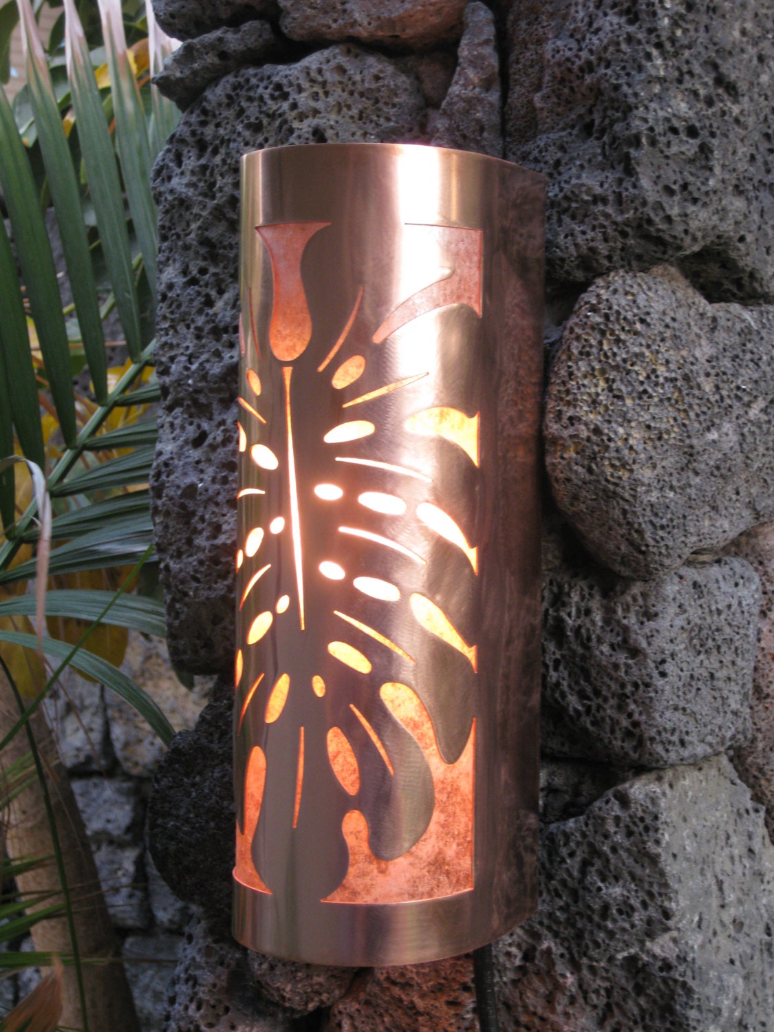 Monstera Leaf Copper Sconce Light- Small