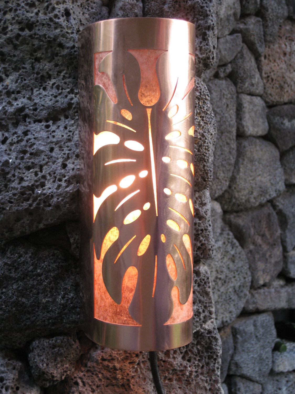 Monstera Leaf Copper Sconce Light- Small
