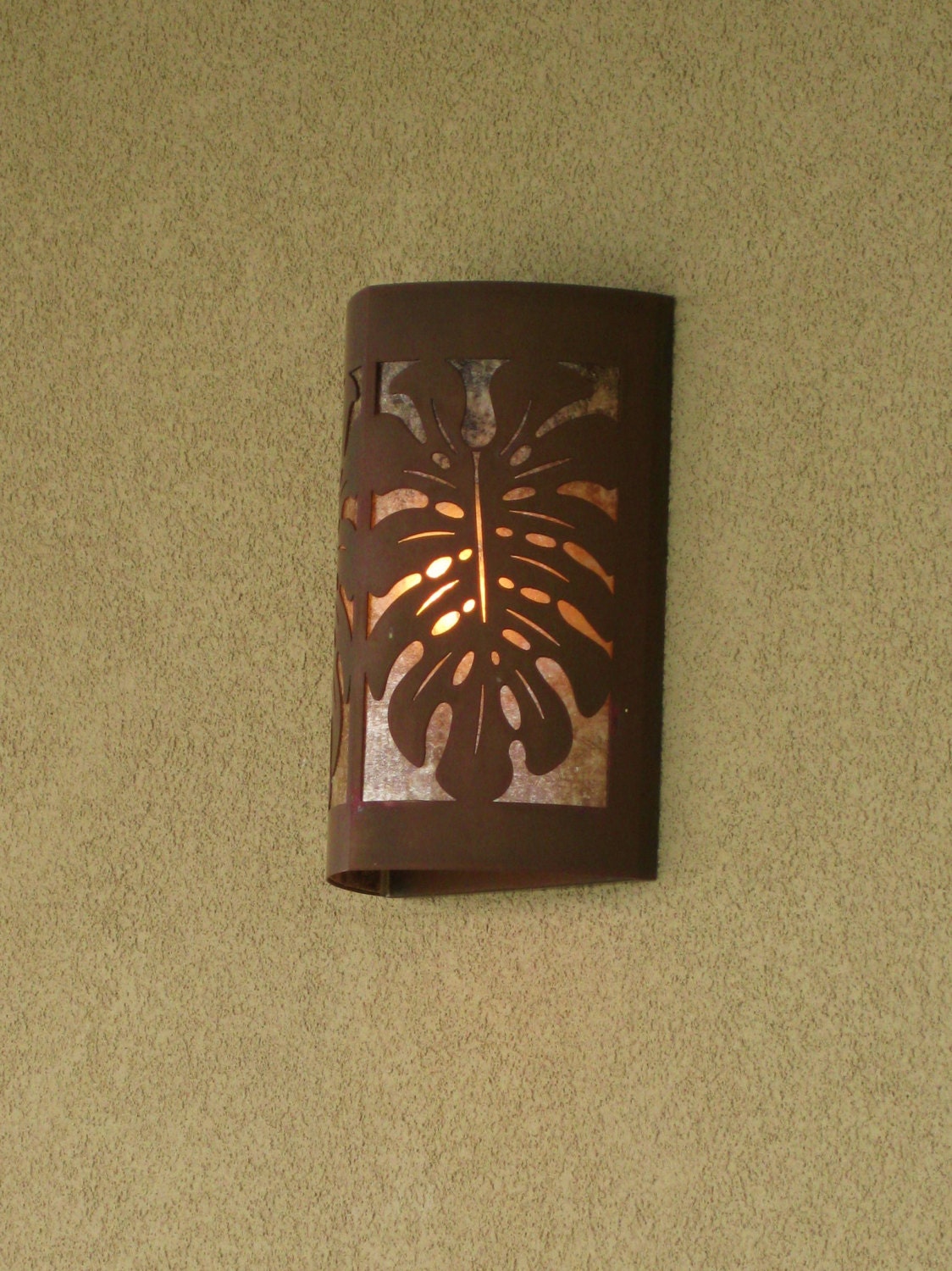 Monstera Leaf Copper Sconce Light- Large